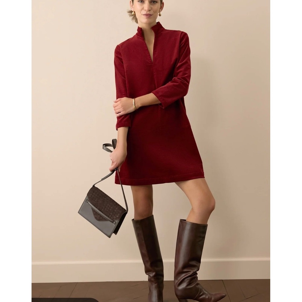 Tuckernuck Corduroy Shift Dress V-Neck Mini  Size Medium